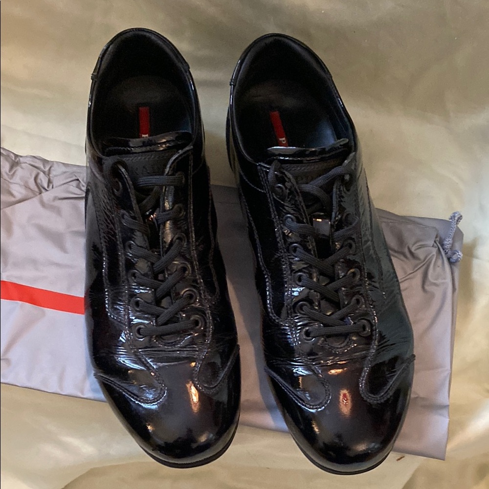 Men's Black Patent Leather Prada Shoes US 10 Prada 9
